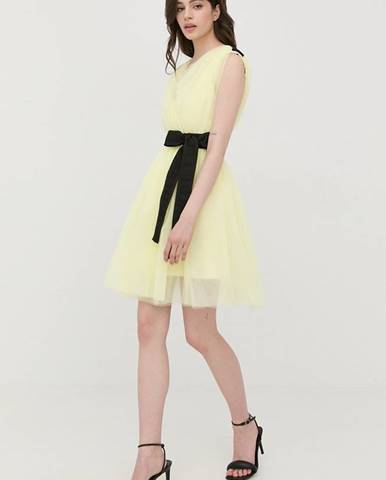Šaty Pinko žltá farba, mini, áčkový strih