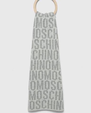 Šál Moschino dámsky, biela farba, vzorovaný