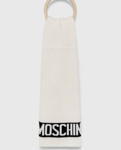 Šál Moschino pánsky, biela farba, jednofarebný