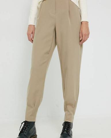 Nohavice Vero Moda dámske, béžová farba, široké, vysoký pás