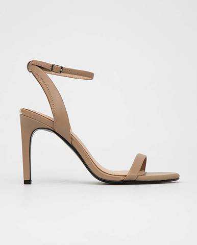 Kožené sandále Calvin Klein Essentia béžová farba