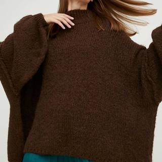 Vlnený sveter Answear Lab dámsky, hnedá farba, tenký,