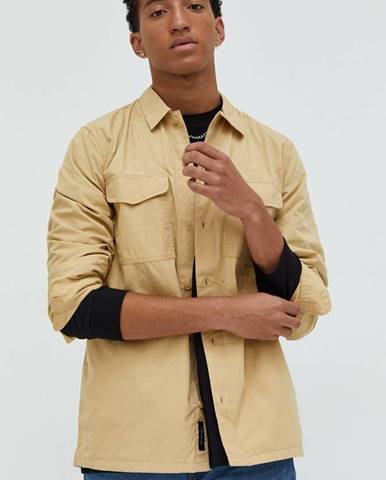 Bavlnená košeľa Vans pánska, hnedá farba, regular, s klasickým golierom