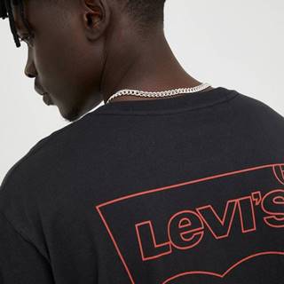 Bavlnené tričko Levi's čierna farba, s potlačou