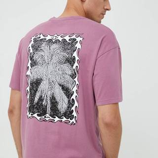 Bavlnené tričko Quiksilver ružová farba, s potlačou
