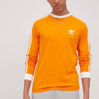 Bavlnené tričko s dlhým rukávom adidas Originals Adicolor HE9531 oranžová farba, s nášivkou