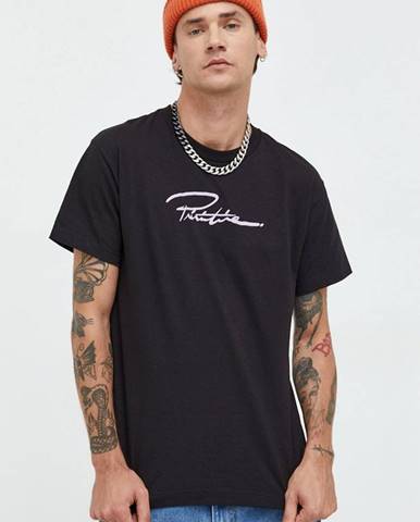 Bavlnené tričko Primitive čierna farba, s potlačou