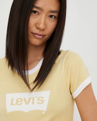 Bavlnené tričko Levi's béžová farba,