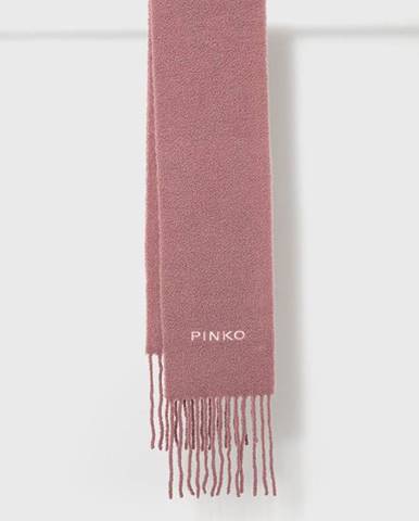 Vlnený šál Pinko ružová farba, s nášivkou