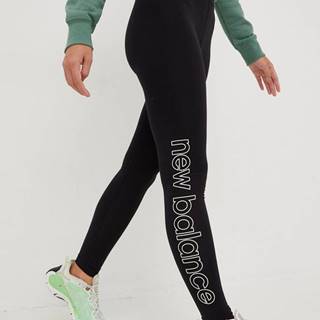 Legíny New Balance dámske, čierna farba, s potlačou