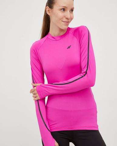 Bežecké tričko s dlhým rukávom 4F ružová farba,
