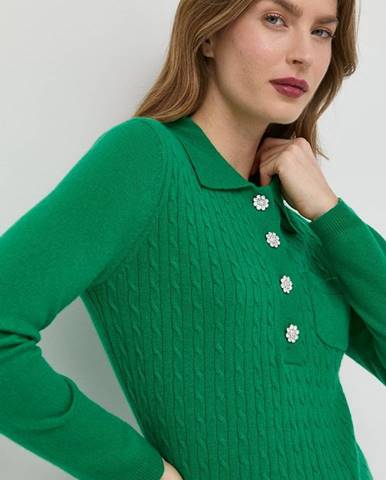 Kašmírový sveter Custommade dámsky, zelená farba, tenký,