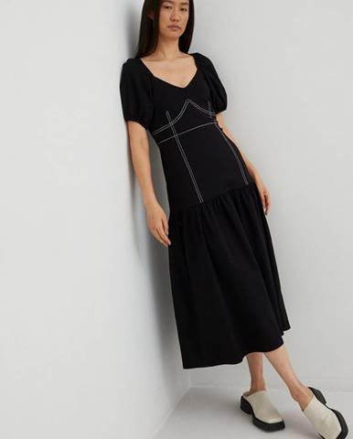 Šaty Gestuz čierna farba, midi, áčkový strih