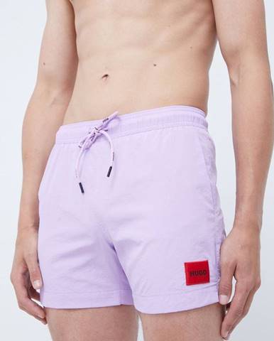 Plavkové šortky HUGO fialová farba