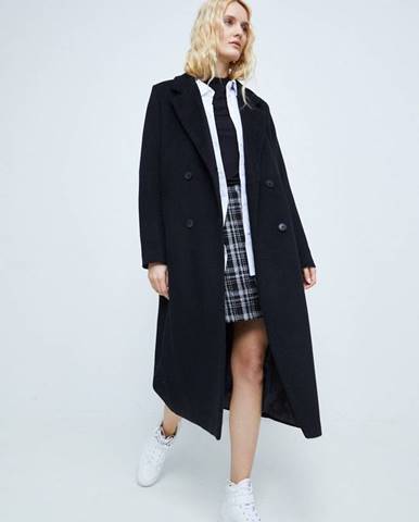 Kabát s prímesou vlny Medicine čierna farba, prechodný, dvojradový
