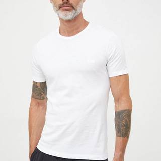 Bavlnené tričko BOSS biela farba, jednofarebné