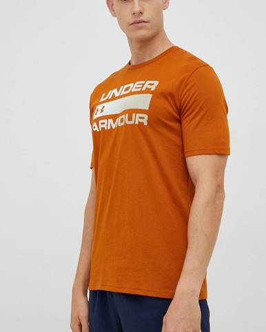 Tričko Under Armour pánske, oranžová farba, s potlačou