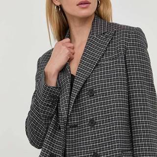 Vlnená bunda Red Valentino šedá farba, dvojradová, vzorovaná