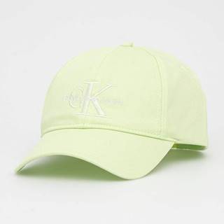 Bavlnená čiapka Calvin Klein Jeans zelená farba, s nášivkou