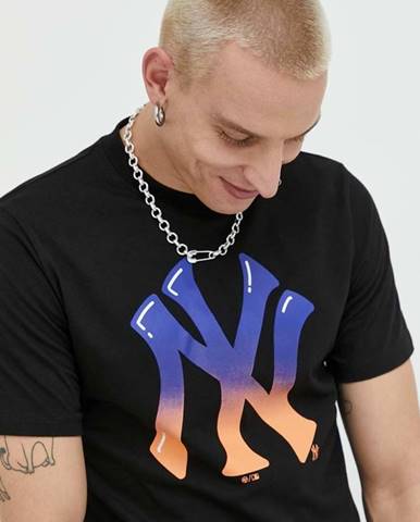 Bavlnené tričko 47brand Mlb New York Yankees čierna farba, s potlačou