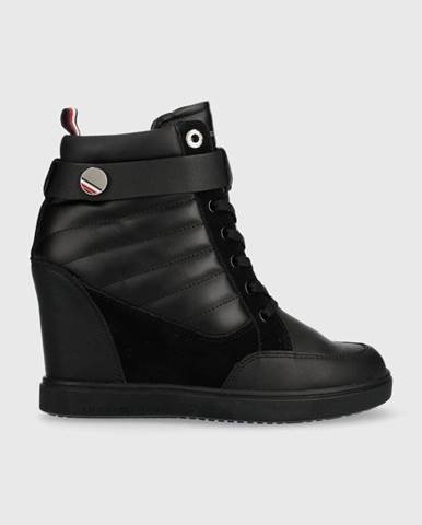 Členkové topánky Tommy Hilfiger Wedge Sneaker Boot čierna farba, na kline