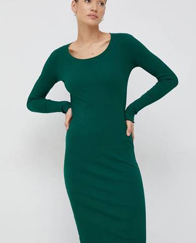 Šaty Tommy Hilfiger zelená farba, mini, priliehavá