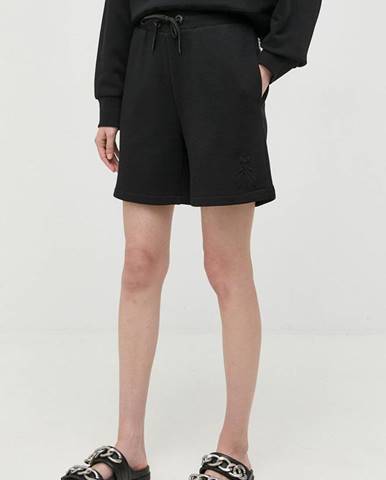 Bavlnené šortky Patrizia Pepe dámske, čierna farba, jednofarebné, vysoký pás