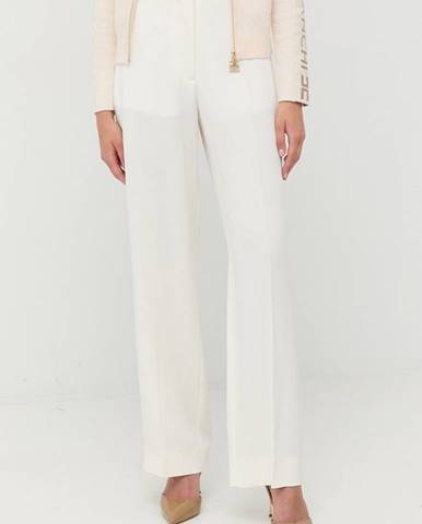 Nohavice Victoria Beckham dámske, biela farba, rovné, vysoký pás