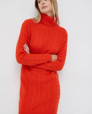 Vlnené šaty Polo Ralph Lauren oranžová farba, mini, rovný strih