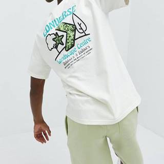 Bavlnené tričko Converse béžová farba, s potlačou