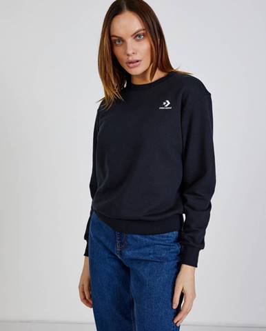 Embroidered French Terry Crew Mikina Čierna