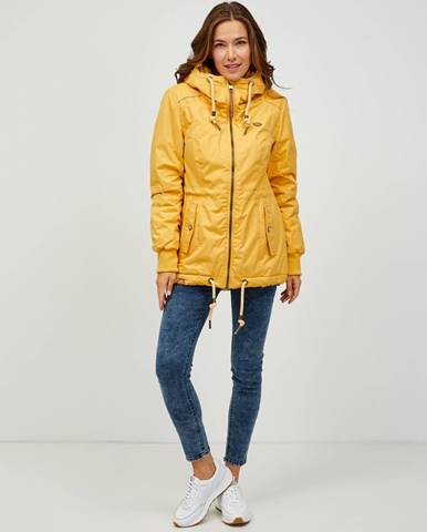 Žltá dámska zimná bunda s kapucou  Danka