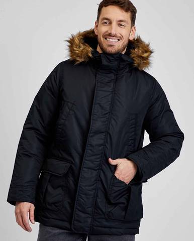 Čierna pánska zimná bunda s kapucňou