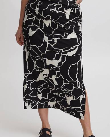 Bielo-čierna dámska vzorovaná midi sukňa