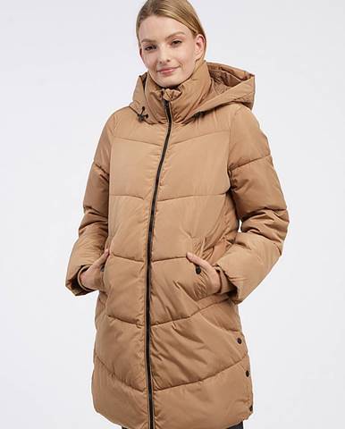 Hnedý dámsky zimný prešívaný kabát  Halsey