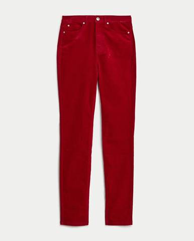 Červené dámske menčestrové nohavice