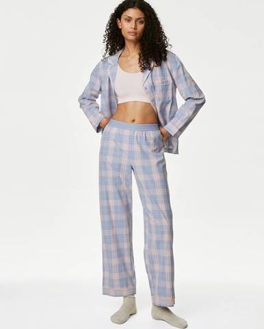Svetlmodré dámske kockované pyžamo