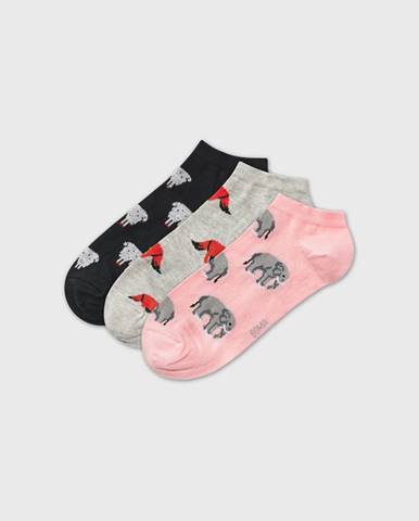 3 PACK Bavlnené ponožky Piki Animal členkové