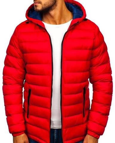 Červená pánska prešívaná športová zimná bunda