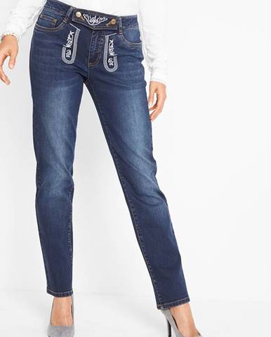 Krojové džínsy, straight, s výšivkou