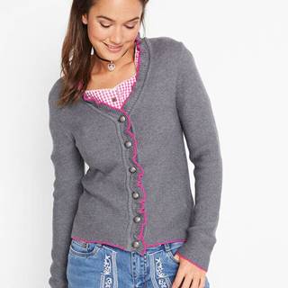 Krojový pletený sveter s volánikom