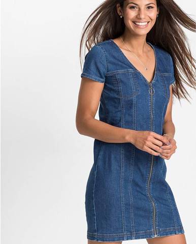 Džínsové šaty na zips, s recyklovaným polyesterom