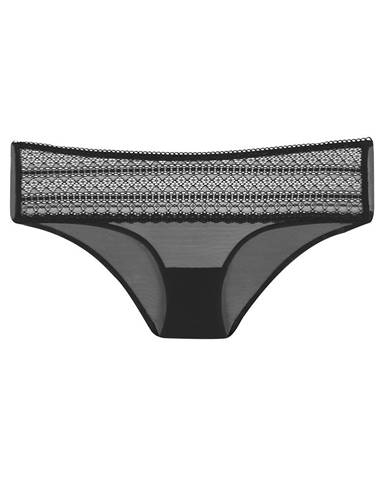 Lace čierne polopriehľadné čipkované nohavičky-XL